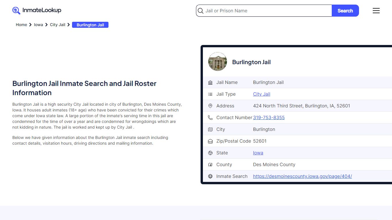 Burlington Jail Inmate Search - Burlington Iowa - Inmate Lookup